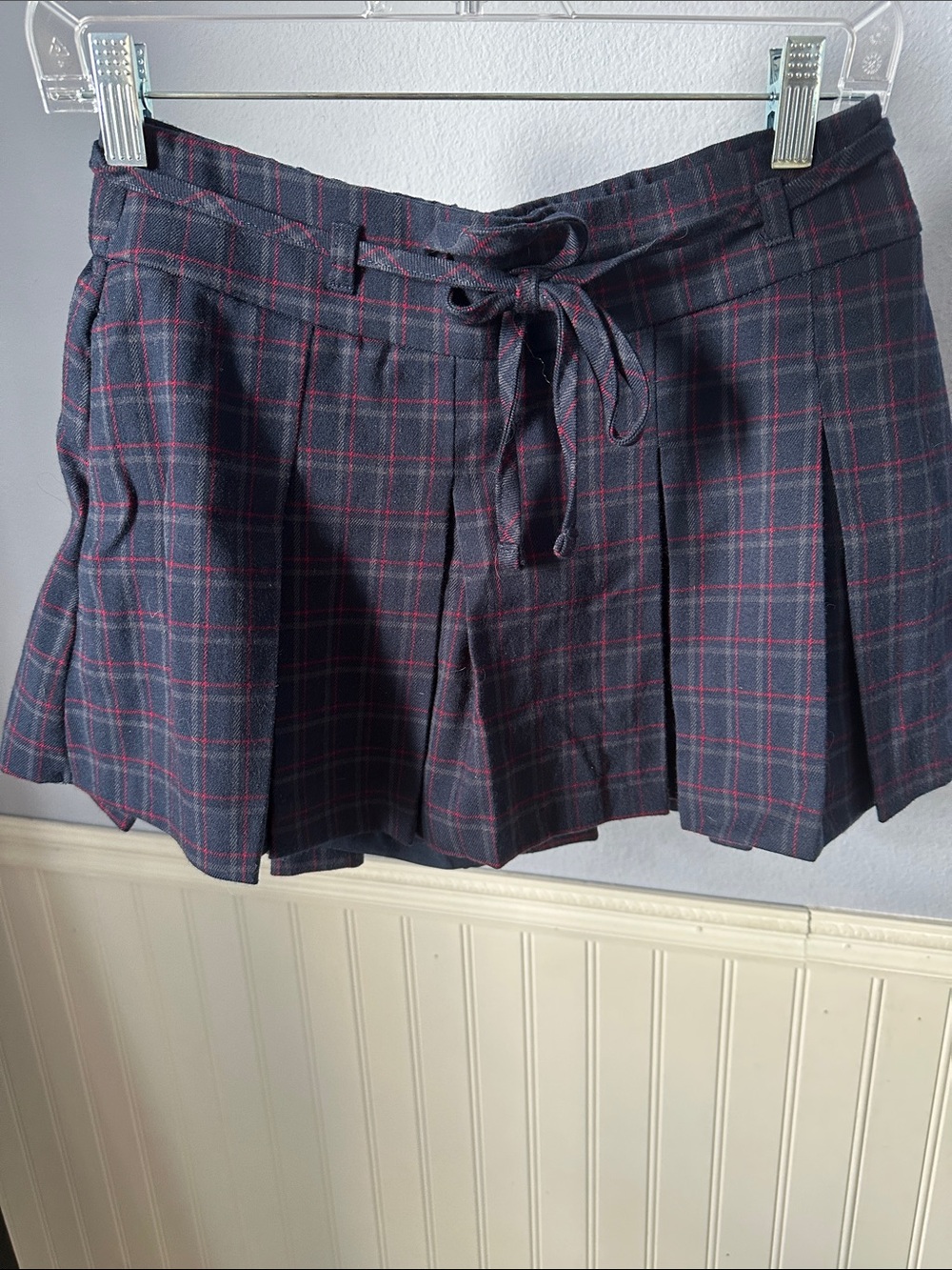 Hollister Navy Plaid Mini skort with Red Windowpane